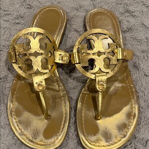 Tory Burch Metallic Gold and Black Sandals